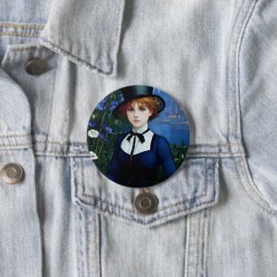 Vintag Style Hübsch Dark Academy Girl Portrait Button