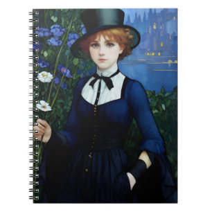 Vintag Style Hübsch Dark Academy Girl Portrait Notizblock