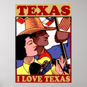 Vintag Style I Liebe Texas Poster
