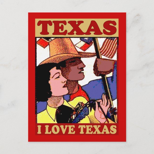 Vintag Style I Liebe Texas Postkarte (Vorderseite)