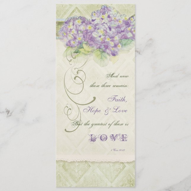 Vintag Style Lilac Hydrangea - Hochzeitsprogramm Programm (Vorderseite)