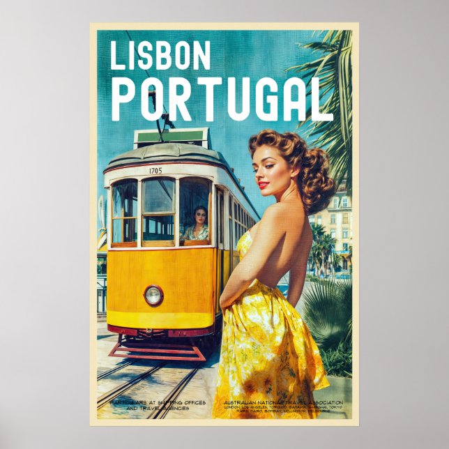 Vintag Style Lissabon Reiseplakat Poster (Vorne)