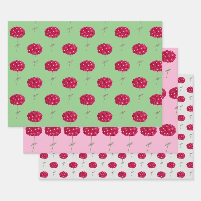Vintag Style Magenta Hydrangea Wrap Craft Geschenkpapier Set (Set)