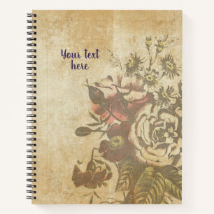 Vintag-Style-Notebook mit Bengalischen Rose Design Notizbuch