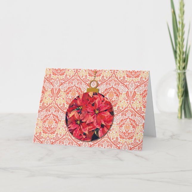Vintag Style Poinsettia Weihnachtskarte Karte (Vorderseite)