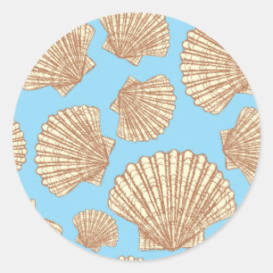 Vintag Style Seashell Pattern Runder Aufkleber