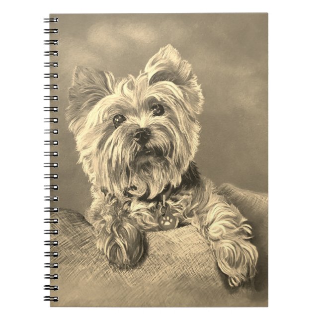 Vintag Style Yorkshire Terrier Spiral Notebook Notizblock (Vorderseite)