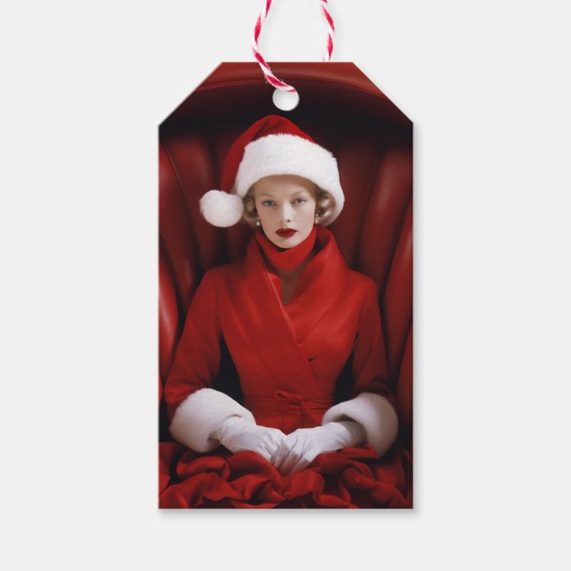 Vintag Stylish Mrs Claus Geschenkanhänger (Vorderseite)