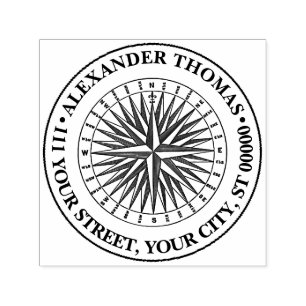 Vintag Stylisierte Compass Rose Name Rücksendeadre Permastempel