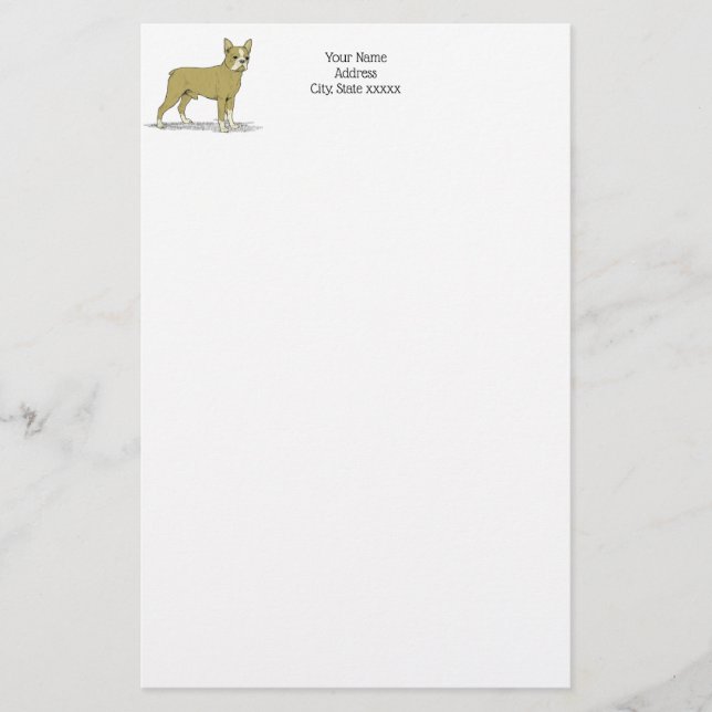 Vintag Stylisierte French Bulldog C Briefpapier (Vorderseite)