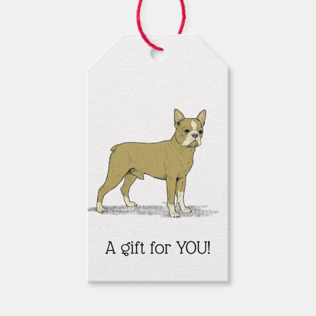 Vintag Stylisierte French Bulldog C Geschenkanhänger (Vorderseite)