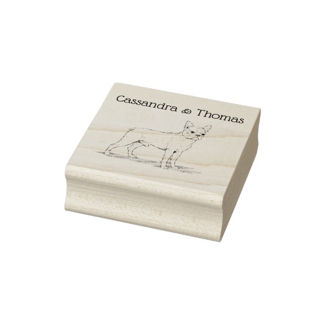 Vintag Stylisierte French Bulldog C Gummistempel (Stempel)