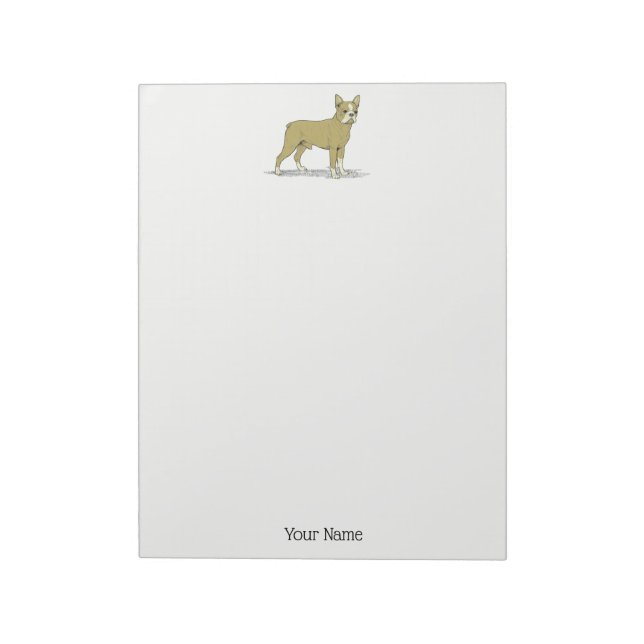 Vintag Stylisierte French Bulldog C Notizblock (Rotiert)