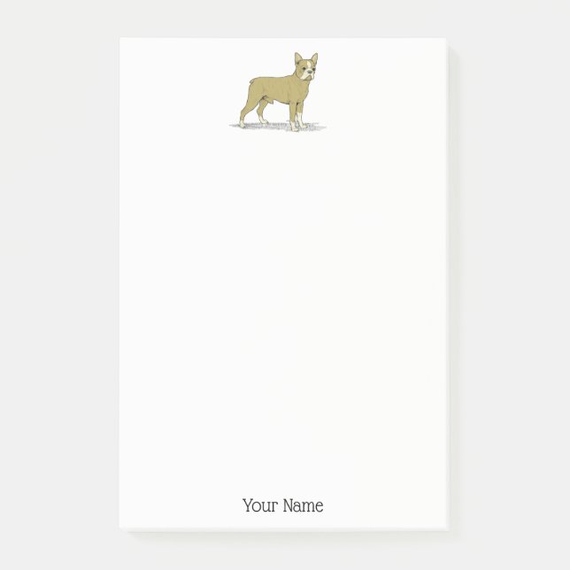 Vintag Stylisierte French Bulldog C Post-it Klebezettel (Vorderseite)