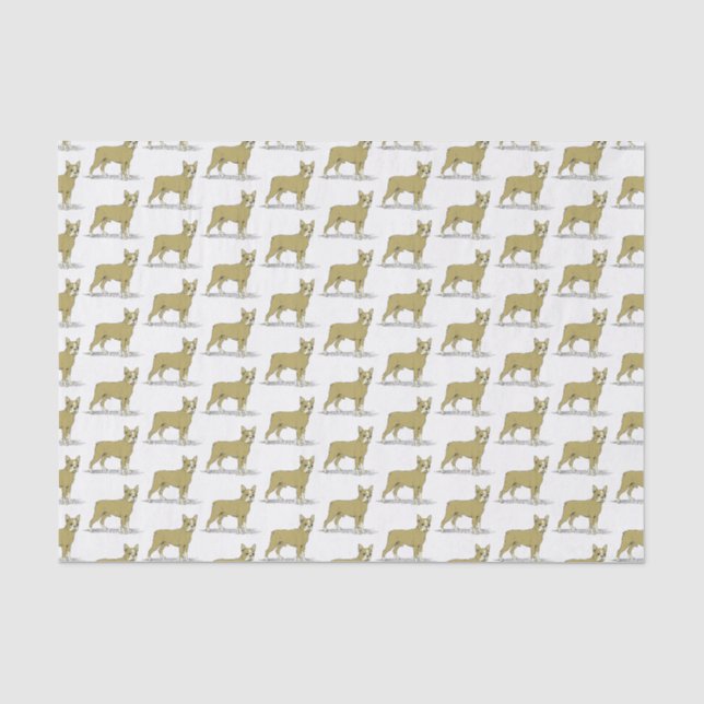 Vintag Stylisierte French Bulldog C Seidenpapier (Vorderseite)