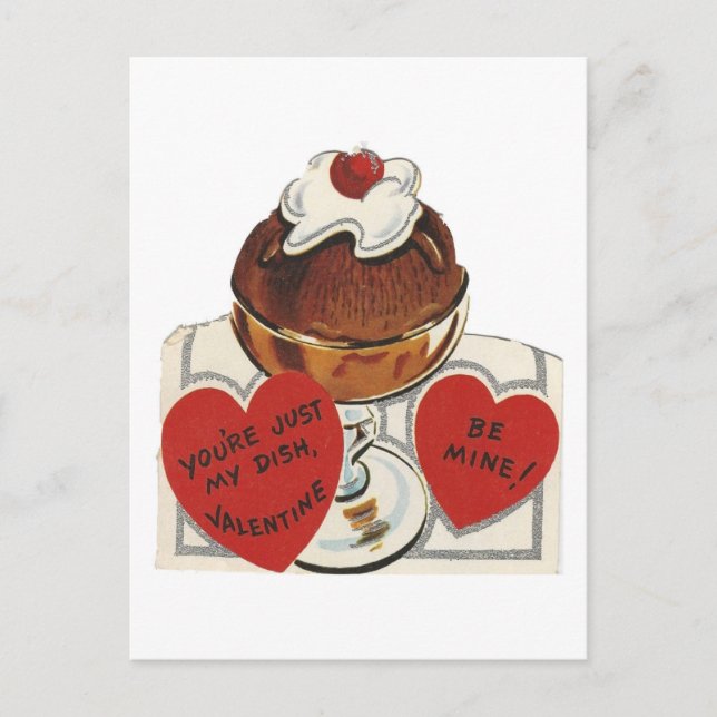 Vintag Sundae Valentine Feiertagspostkarte (Vorderseite)