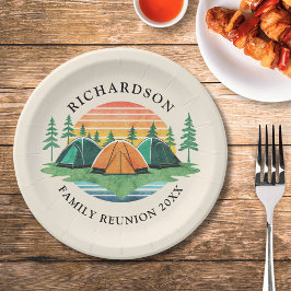 Vintag Sunset Camping Trip Family Wiedersehen Pappteller