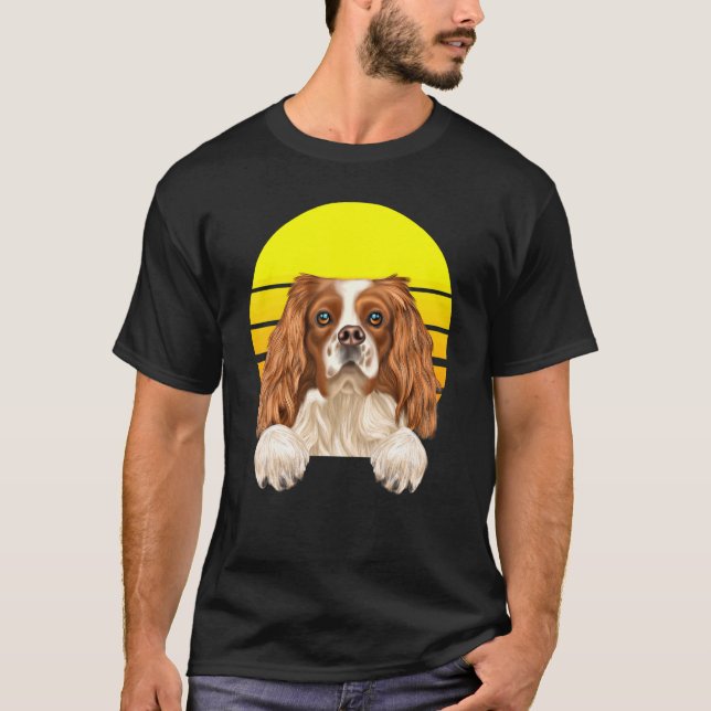 Vintag Sunset English Toy Spaniel Dog T-Shirt (Vorderseite)