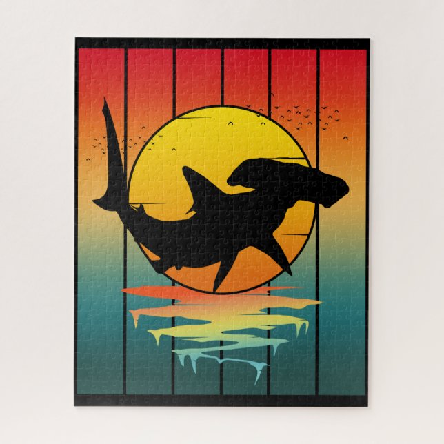 Vintag Sunset Hammerhead Shark (Vertikal)