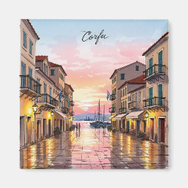 Vintag Sunset Korfu Griechenland Reisen Magnet