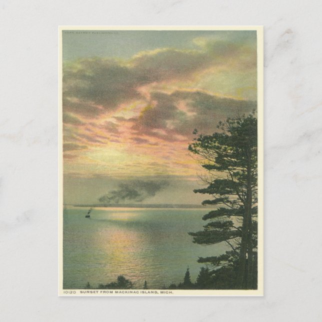 Vintag Sunset Mackinac Island Michigan Postkarte (Vorderseite)