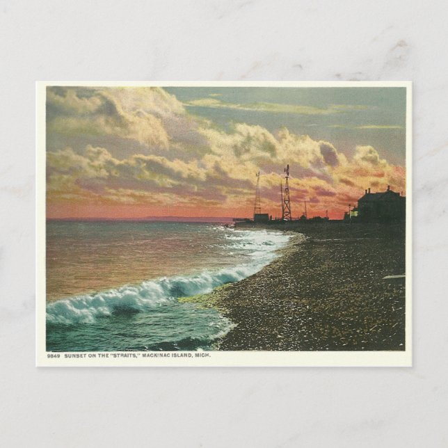 Vintag Sunset Mackinac Island Michigan Postkarte (Vorderseite)