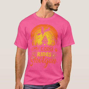 Vintag Sunset My Corgi Hund Ride Shotgun Halloween T-Shirt