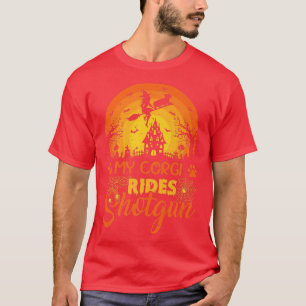 Vintag Sunset My Corgi Hund Ride Shotgun Halloween T-Shirt