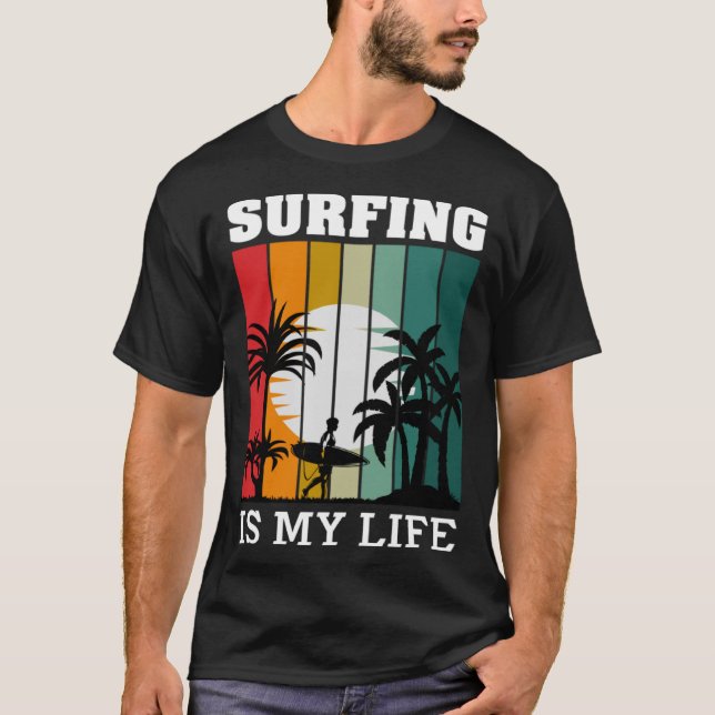 Vintag Surfer Retro Surfing Beach Sommerurlaub T-Shirt (Vorderseite)