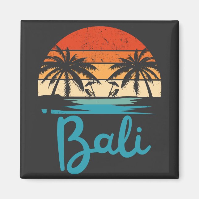 Vintag Surfing Bali Beach Indonesien Magnet (Vorne)