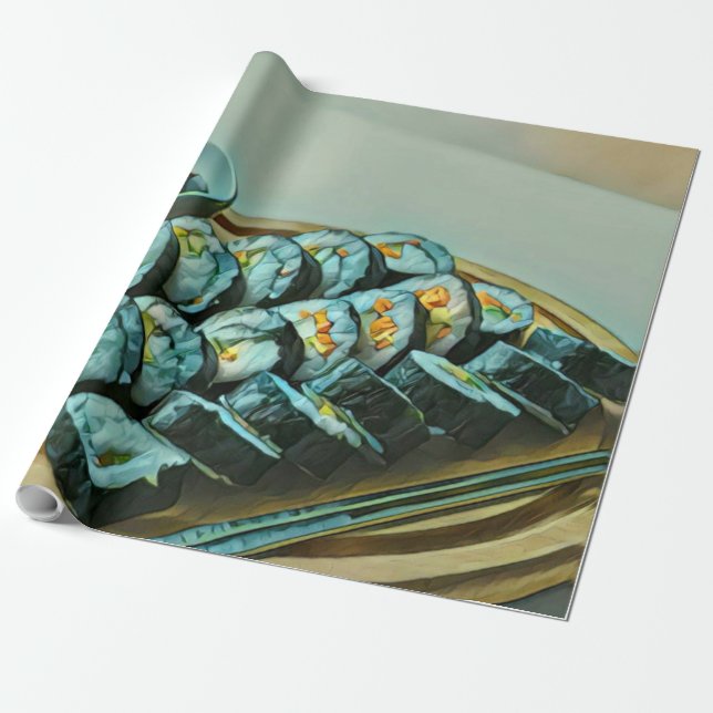 Vintag Sushi Artwork Geschenkpapier (Ungerollt)