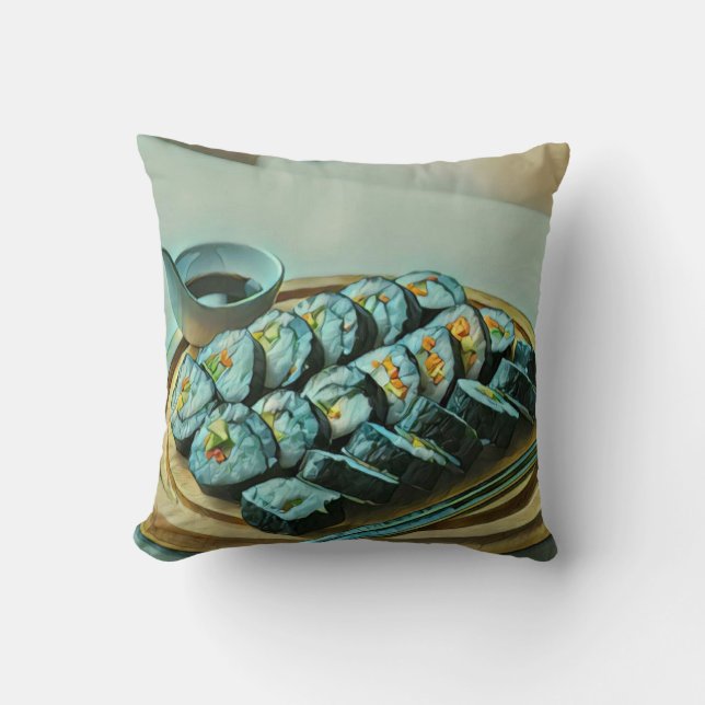 Vintag Sushi Artwork Kissen (Vorderseite)