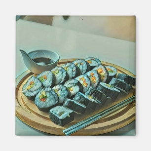 Vintag Sushi Artwork Magnet