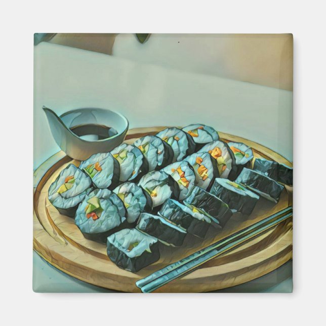 Vintag Sushi Artwork Magnet (Vorne)