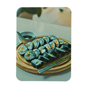 Vintag Sushi Artwork Magnet
