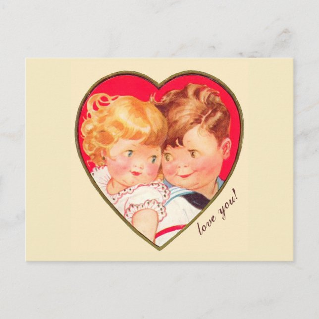 Vintag Sweethearn Valentine Feiertagspostkarte (Vorderseite)