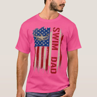 Vintag Swim Vater American Usa Flag Swimerswimming T-Shirt