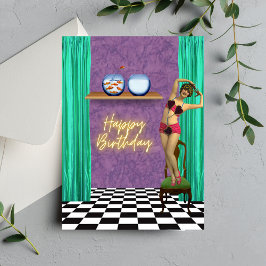 Vintag Swimmer Funky Altered Art Geburtstagskarte Karte