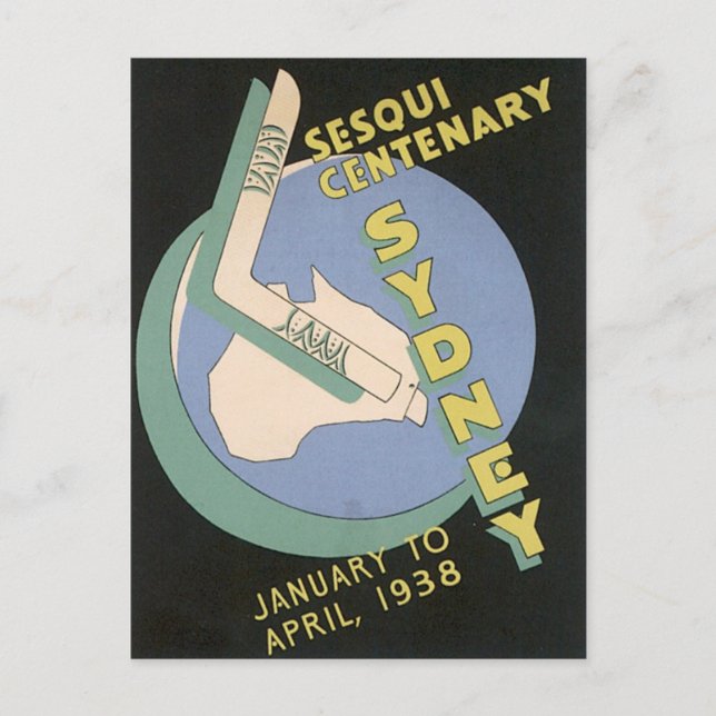 Vintag Sydney Australien Postkarte (Vorderseite)