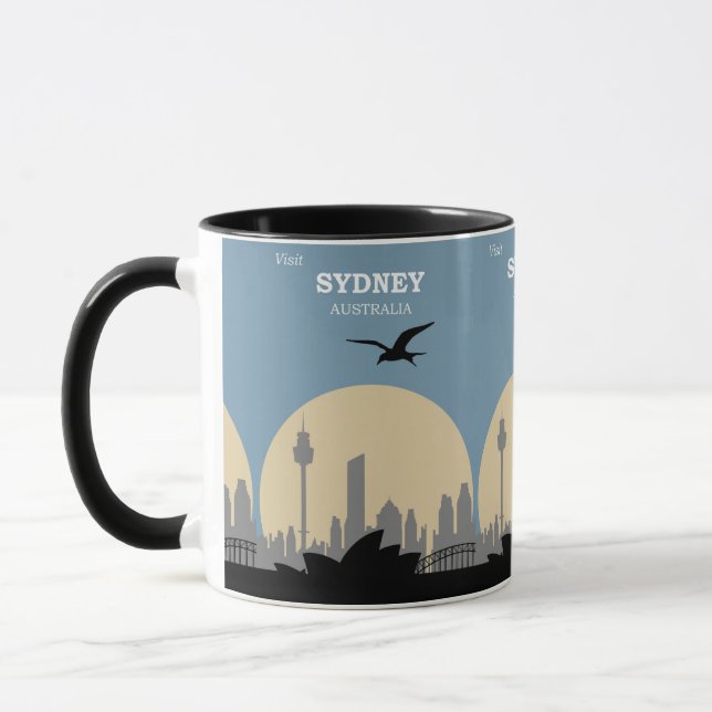 Vintag Sydney: Australien Reiseplakat Tasse (Links)