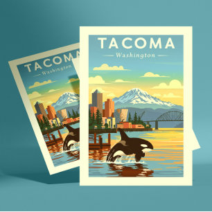 Vintag Tacoma Washington Postkarte