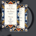 Vintag Talavera Azulejo<br><div class="desc">Vintag Talavera Azulejo Mediterrane braune Fliesen Hochzeitsprogramm personalisiert Hochzeitskunde Bestellung von Servicekarten</div>