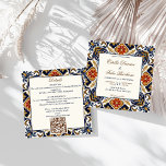 Vintag Talavera Azulejo Blauen Fliesen Hochzeit Einladung<br><div class="desc">Vintag Talavera Azulejo Mediterblauer brauner Fliesen alle in einer Hochzeitseinladung bearbeitbare Vorlage sofortigen digitalen Download,  alle in einem Hochzeitseinladungskarten mit Hochzeitsdetails und QR-uAwg an der Rückseite</div>