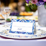 Vintag Talavera Azulejo Blauen Fliesen Hochzeit Platzkarte<br><div class="desc">Vintage Talavera Azulejo blauen Fliesen mexikanische spanische Hochzeitsempfangstisch Platz Karten blau und weiß Balkan Folk Tischkarten</div>