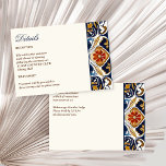 Vintag Talavera Azulejo Blauen Fliesen Hochzeitsde Begleitkarte<br><div class="desc">Vintag Talavera Azulejo Mediterrane braune Fliesen Hochzeitsdetails Umschließung Karte,  Hochzeitseinladung Suite</div>