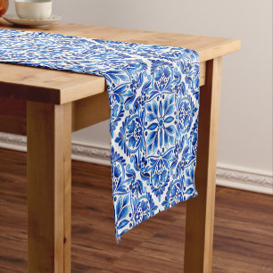 Vintag Talavera Azulejo blauen Fliesen Hochzeitsde Kurzer Tischläufer