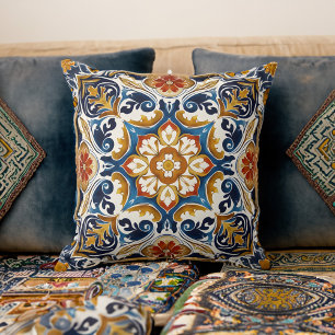 Vintag Talavera Azulejo blauer Fliesenbohemian Kissen