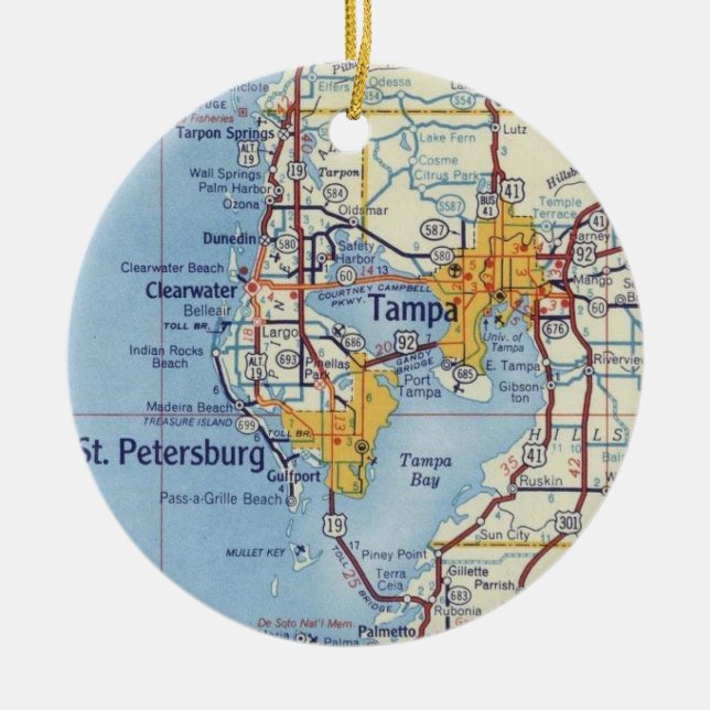 Vintag Tampa Florida Map Keramik Ornament (Vorne)