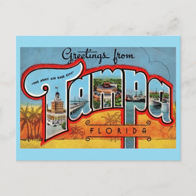 Vintag Tampa Florida Postkarte (Vorderseite)