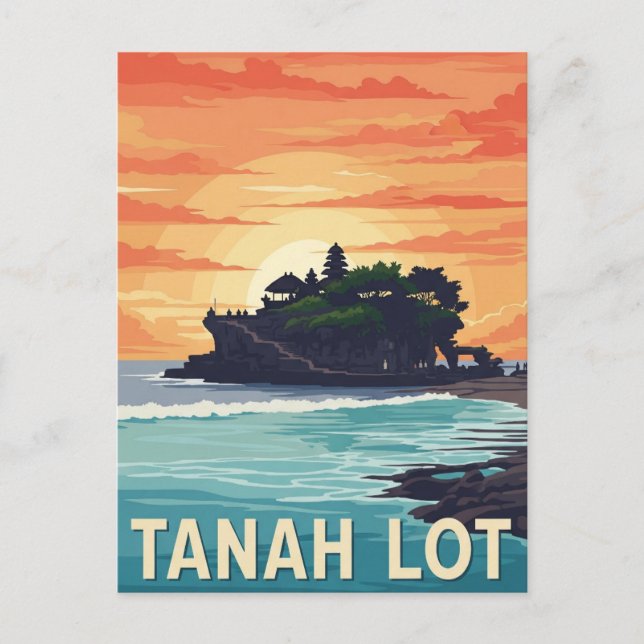 Vintag Tanah Lot Bali Indonesia Travel Postkarte (Vorderseite)